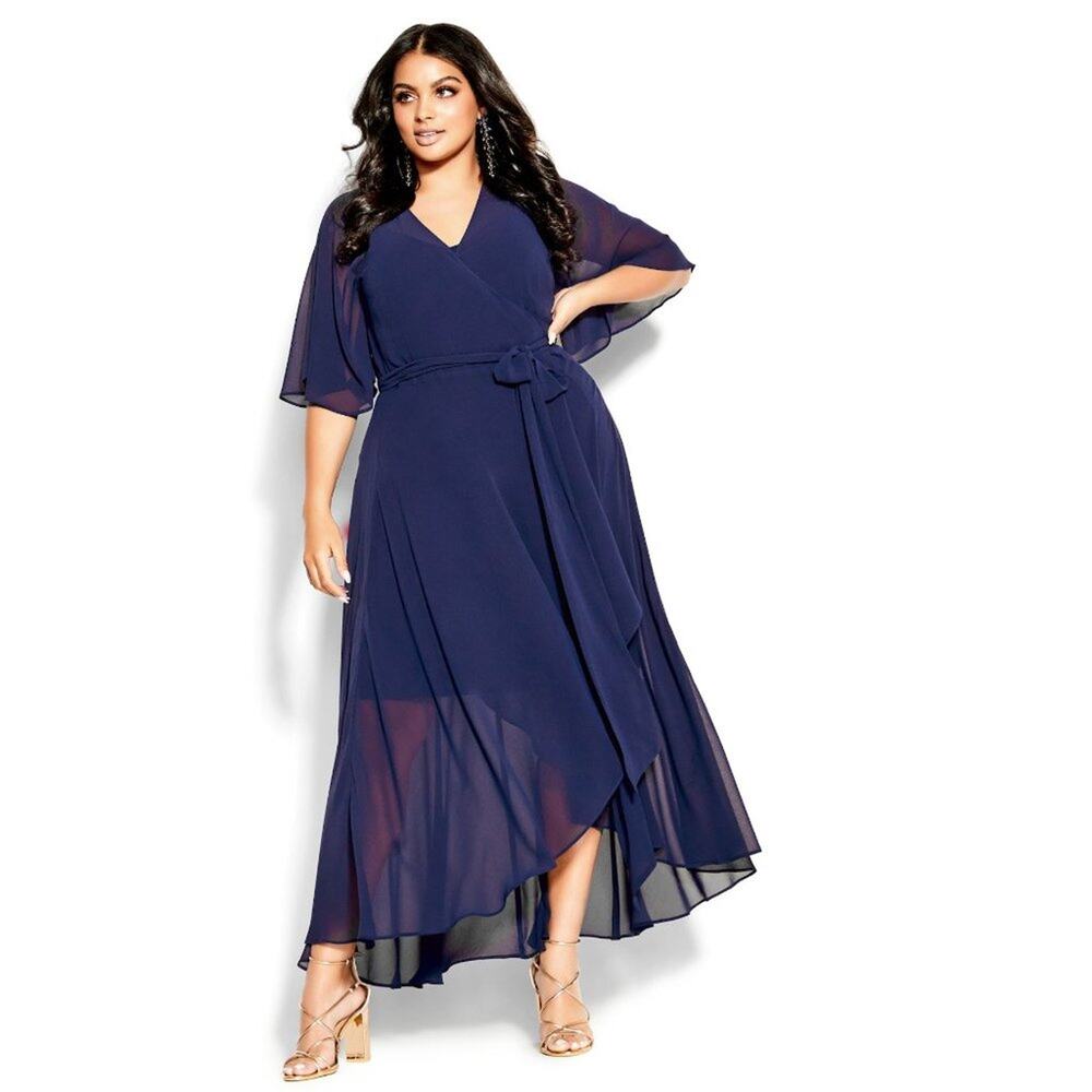 NWT City Chic Maxi Enthral Me Deep Blue M = 18 = 2X